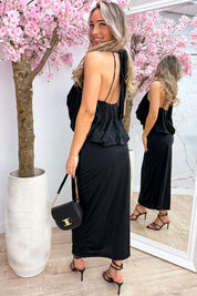 Couture halter maxi dress - Zwart