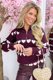 This must be love zipper trui - Bordeaux