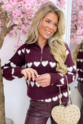 This must be love zipper trui - Bordeaux