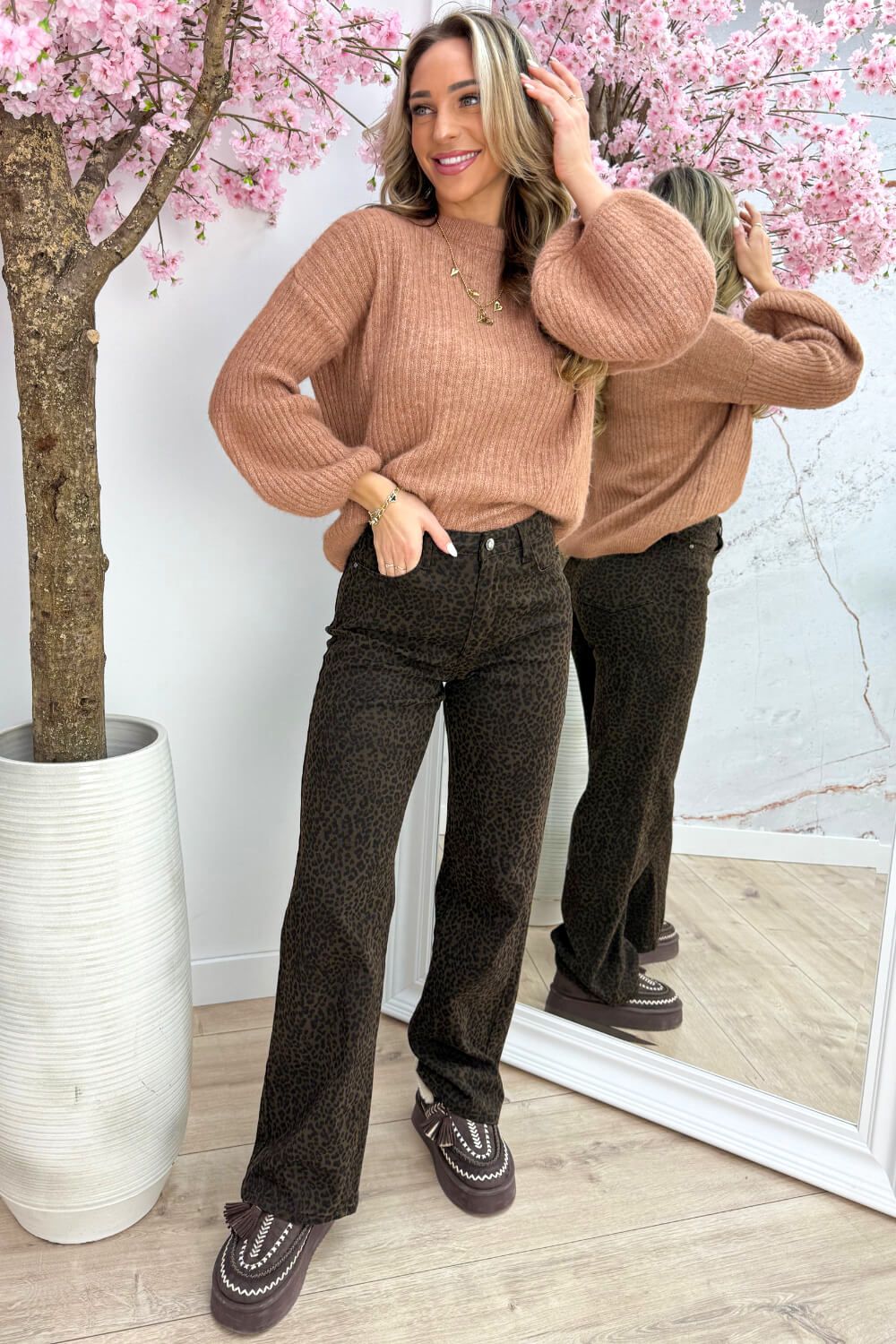 Balloon sleeve trui - Camel