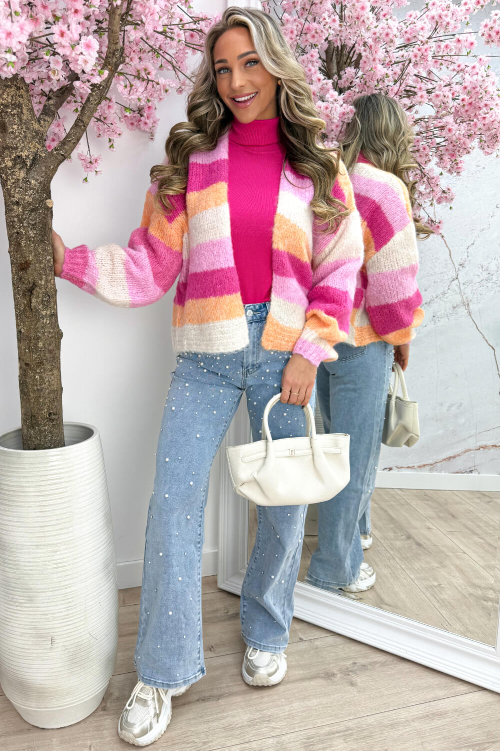 Color crush knitted vest - Fuchsia