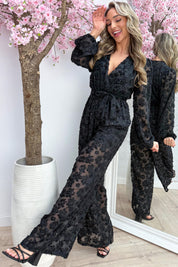 Mistletoe moment glitter jumpsuit - Zwart