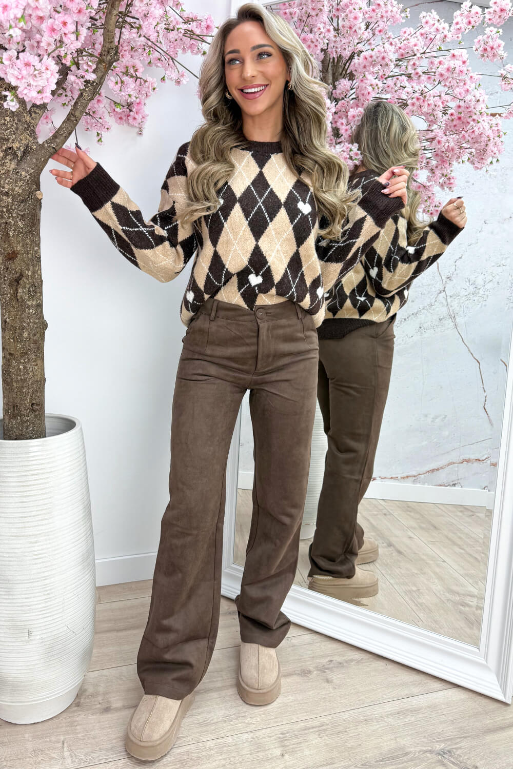 Check my heart trui - Bruin