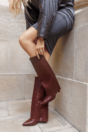 Leather look overlap heels - Bordeaux