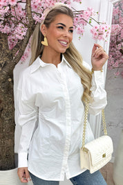 Smocked basic blouse - Wit