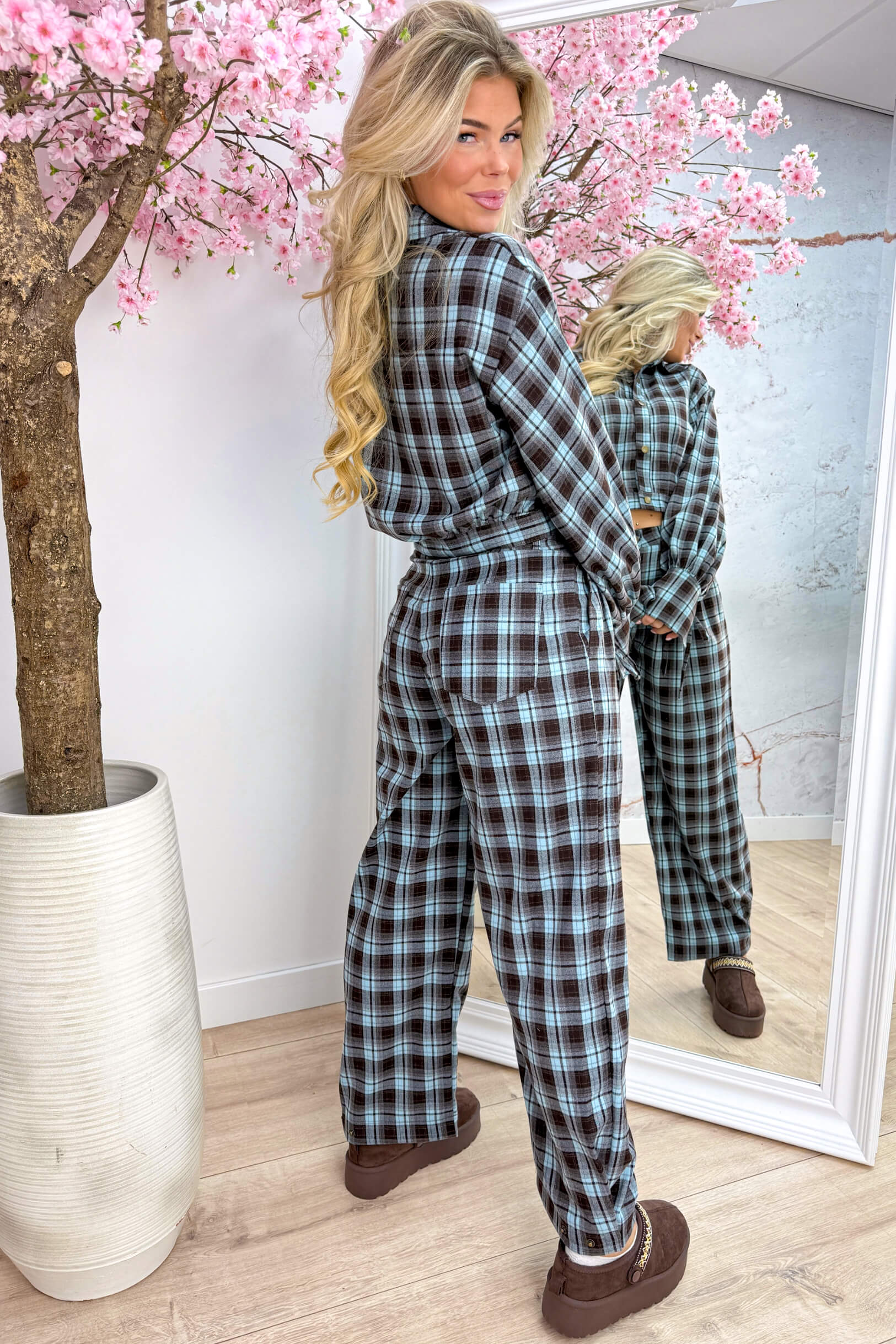 Check it twice bow blouse - Sky blue