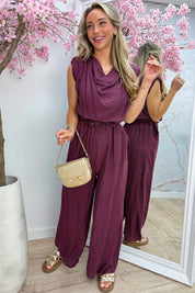 Waterfall statement jumpsuit - Bordeaux
