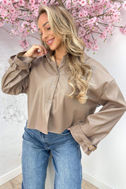 On trench leather look blouse - Camel