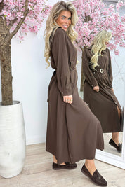 Golden detail maxi dress - Bruin