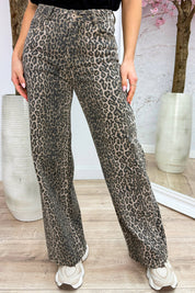 Leopard dad fit jeans - Taupe