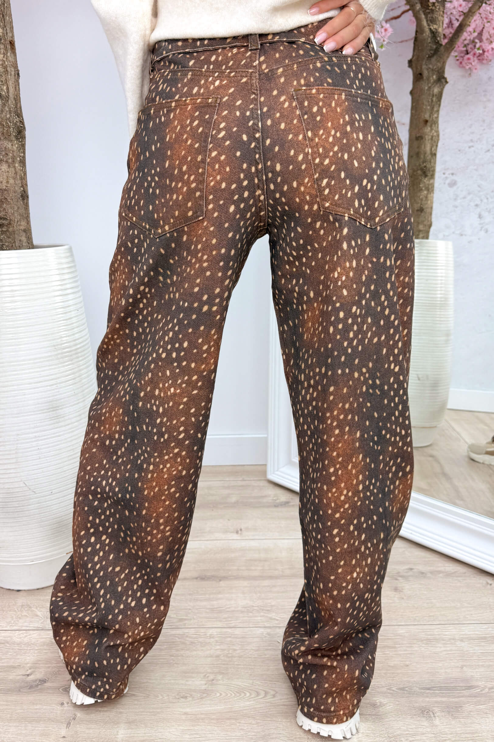Bambi fold over straight leg jeans - Bruin