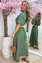 Monaco maxi dress (Incl. riem) - Army