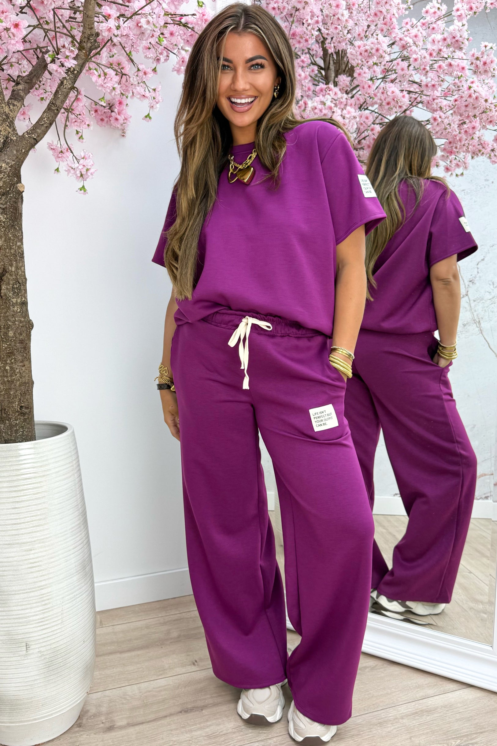Perfect embleem comfy co-ord long - Berry purple