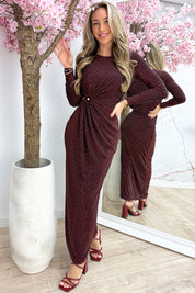 Diamond draped maxi dress - Bordeaux