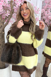 Soft and striped coll dress - Bruin