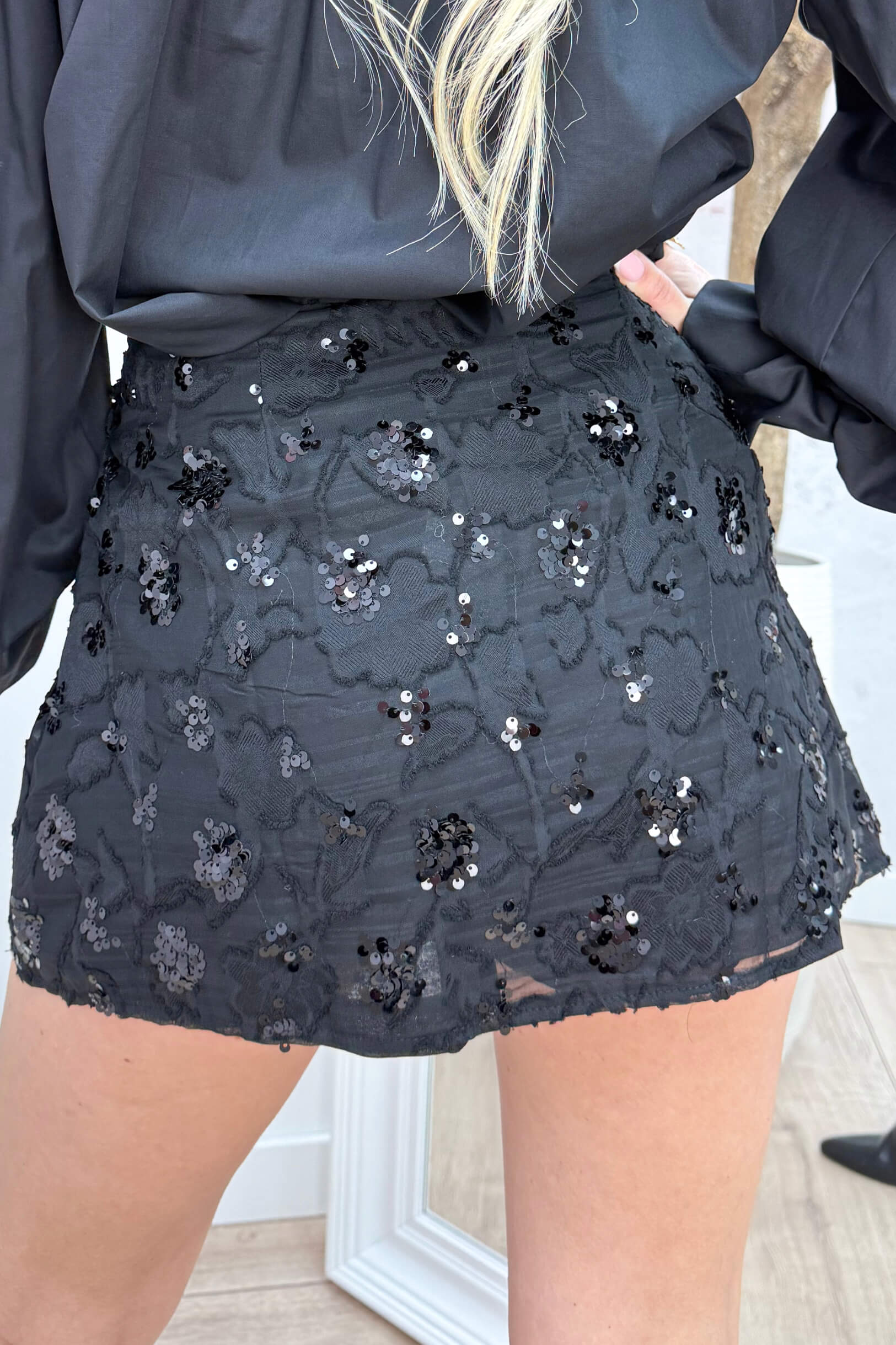 Dreamy paillet skort - Zwart