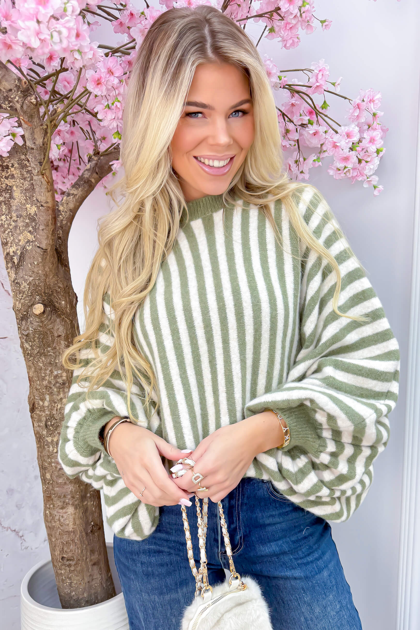 Stripes and snuggles trui - Beige