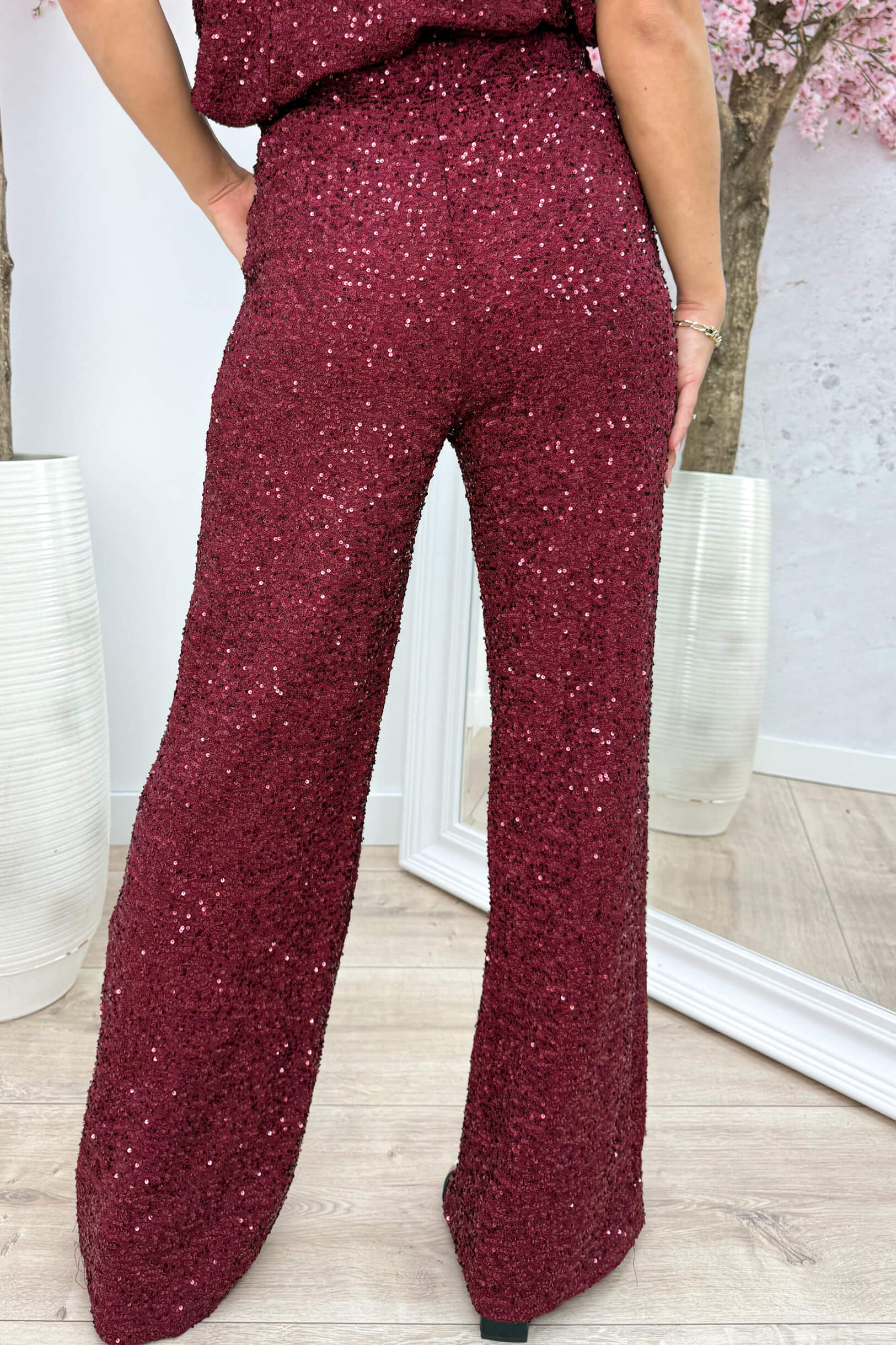 Lovely paillets pants - Bordeaux