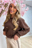 Pull coeurs dorés - Marron
