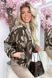 Leopard wavy bomber - Bruin