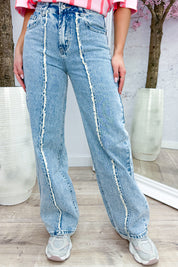 Fuzzy wide leg jeans - Jeans blue