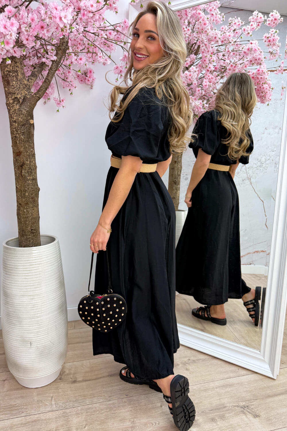 Monaco maxi dress (Incl. riem) - Zwart