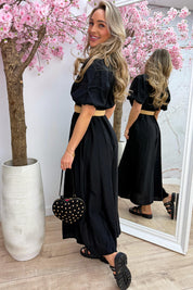 Monaco maxi dress (Incl. riem) - Zwart
