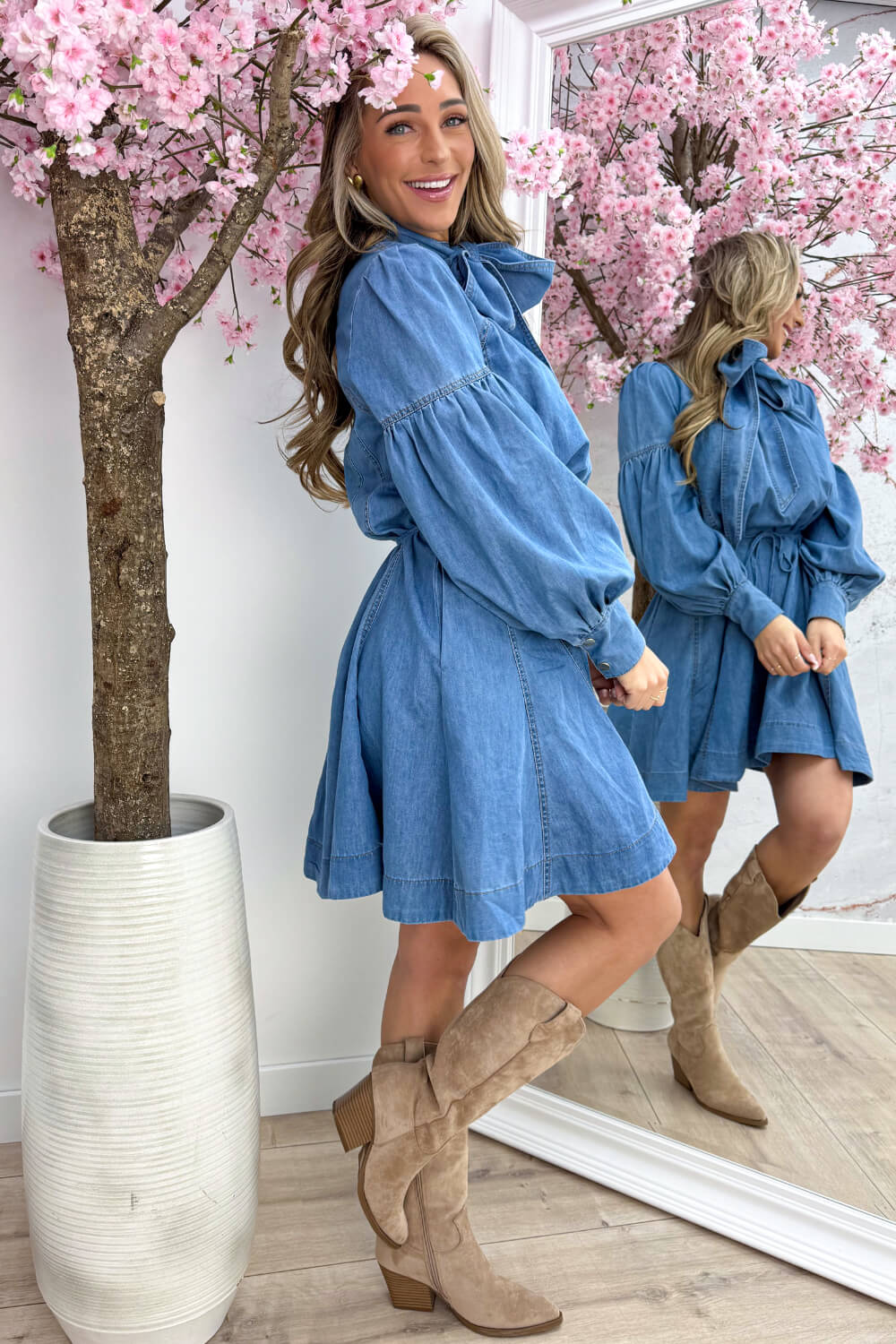 Denim bow dress - Jeans blue