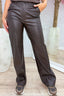 Pantalon aspect cuir croco - Marron