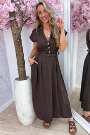 Classy belted dress (Incl. riem) - Bruin