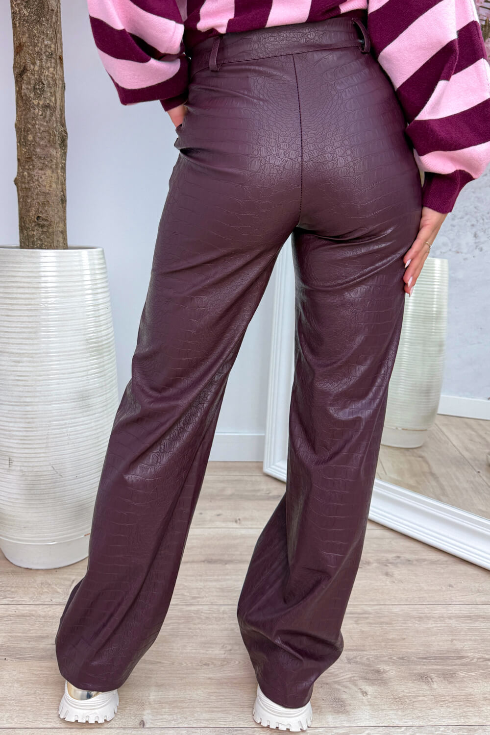 Pantaloni in similpelle cocco - Bordeaux