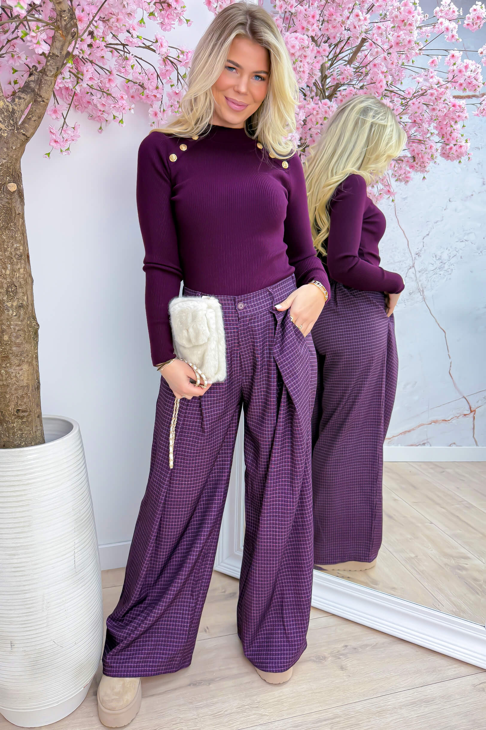 Buttoned beauty topje - Berry purple
