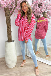 Carpe diem stripe blouse - Rood