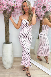Polkadot maxi dress - Roze