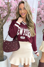 Teddy NY stripe trui - Bordeaux