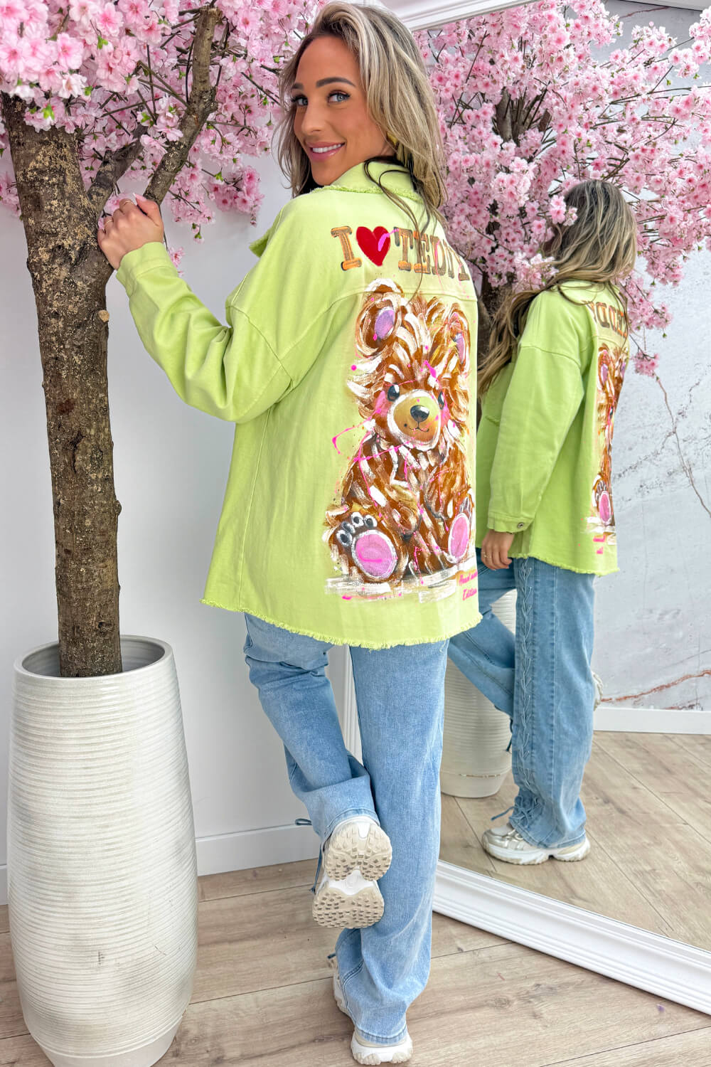 I love teddy denim jacket - Lime