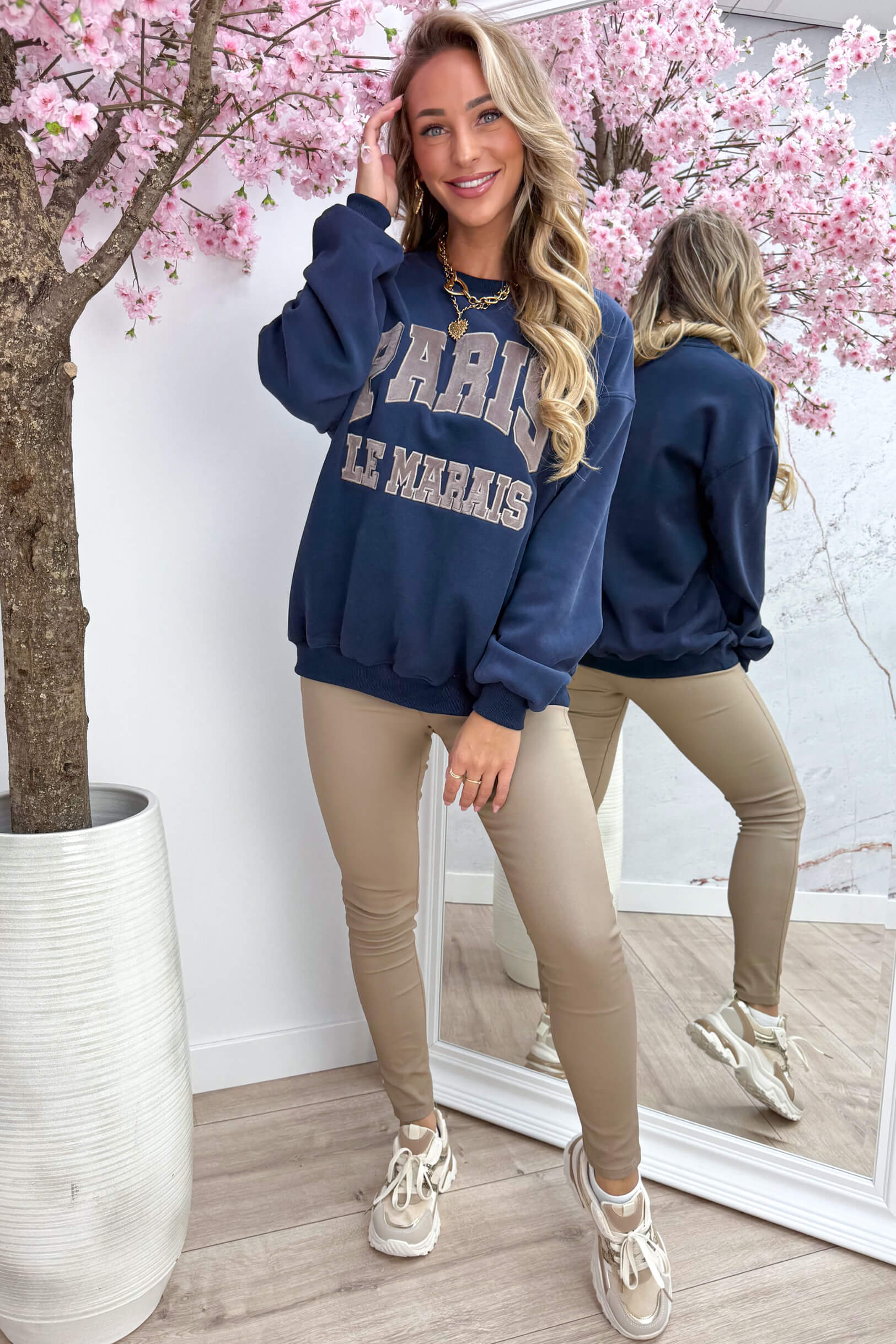 Paris le marais fleece sweater - Navy