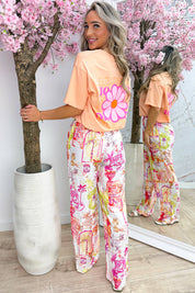 Iconic flower T-shirt - Lt. oranje