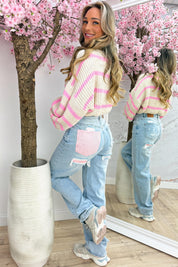 Balloon stripe trui - Beige