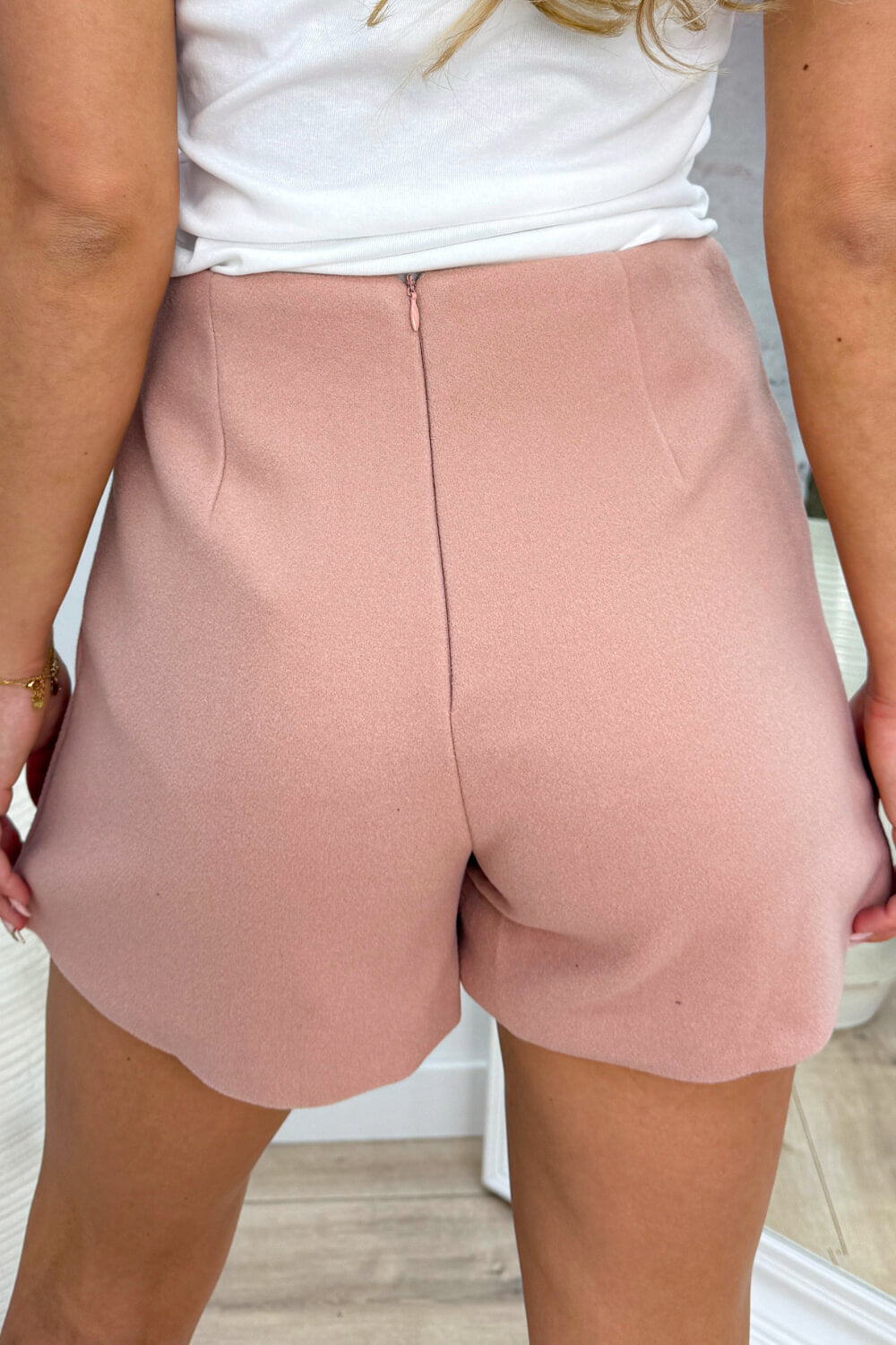 Gold button vilt short - Oud roze