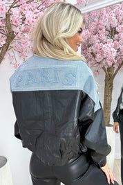 Paris leather look jacket - Zwart