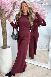 Glitter draped comfy co-ord - Bordeaux