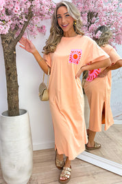 Le soleil T-shirt dress - Lt. oranje