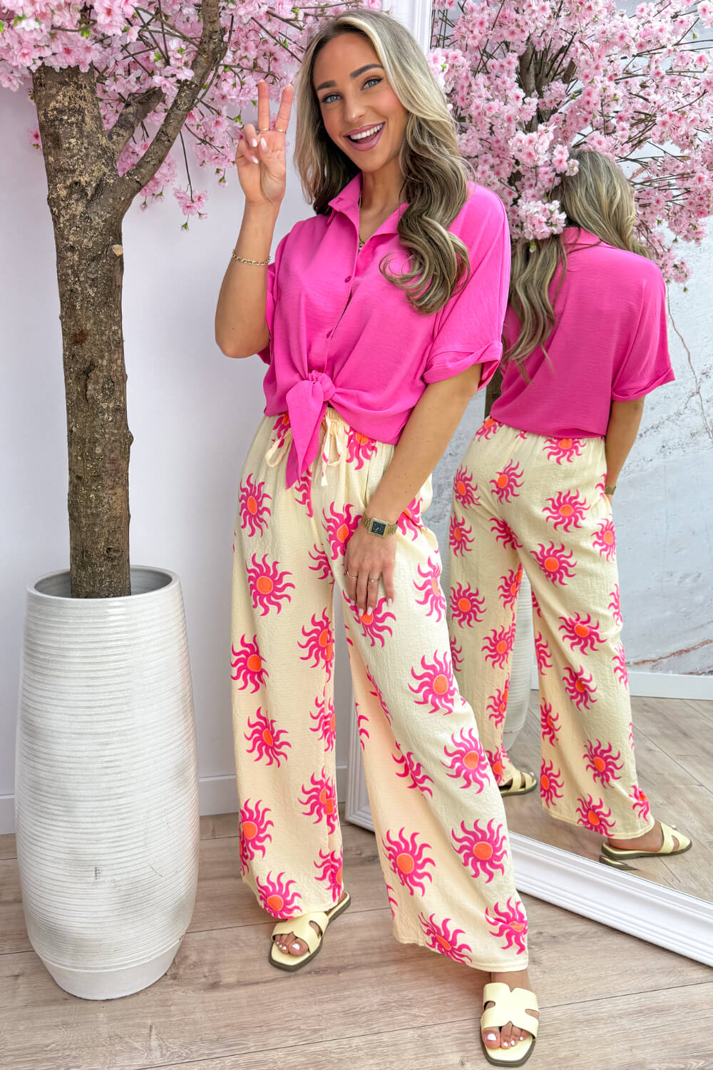 Basic knot blouse - Fuchsia