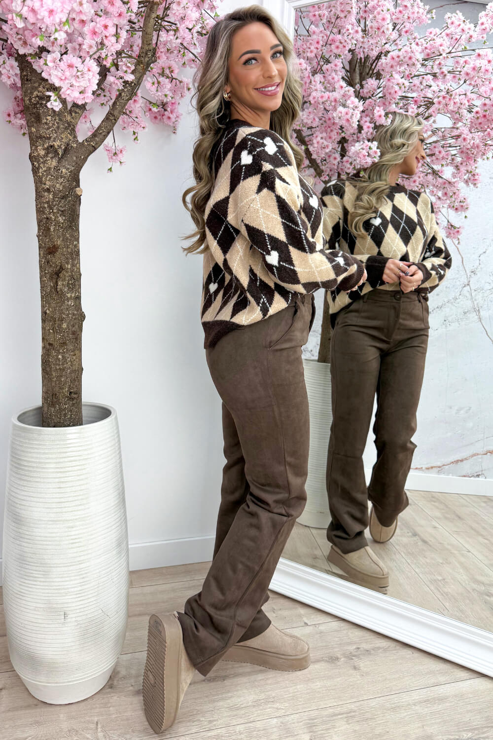 Check my heart trui - Bruin