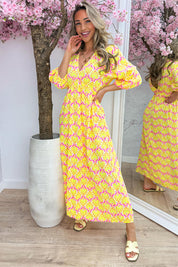 Seashell cotton dress - Geel