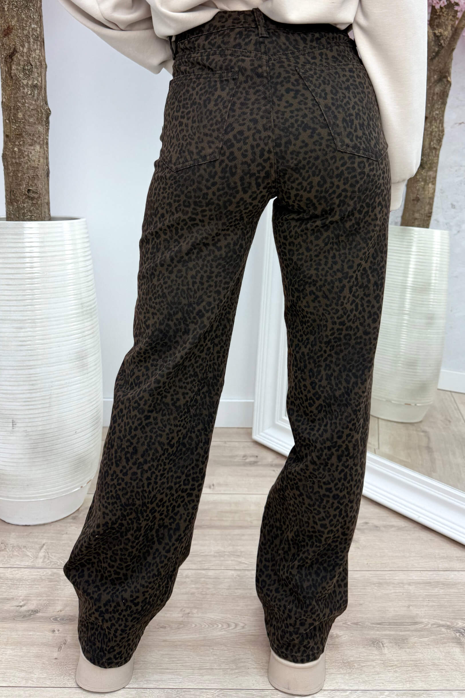 Leopard straight leg jeans RD9161 - Bruin