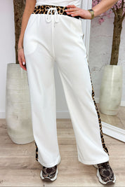 Leopard stripe comfy pants - Wit