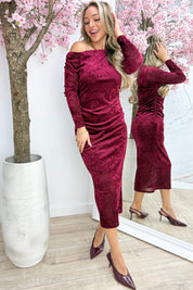 Chic velvet dress - Bordeaux