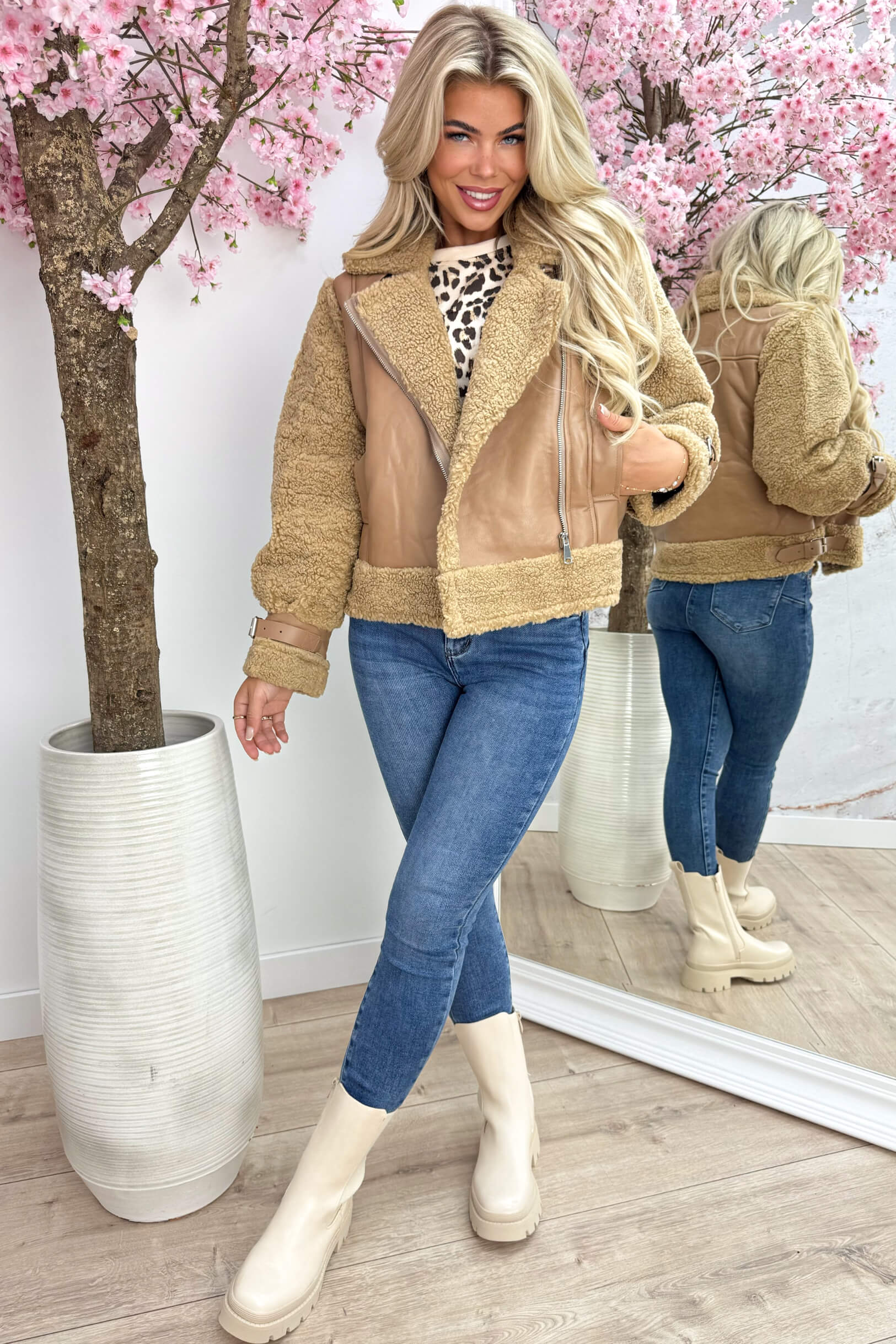 Veste en peluche à se blottir - Camel